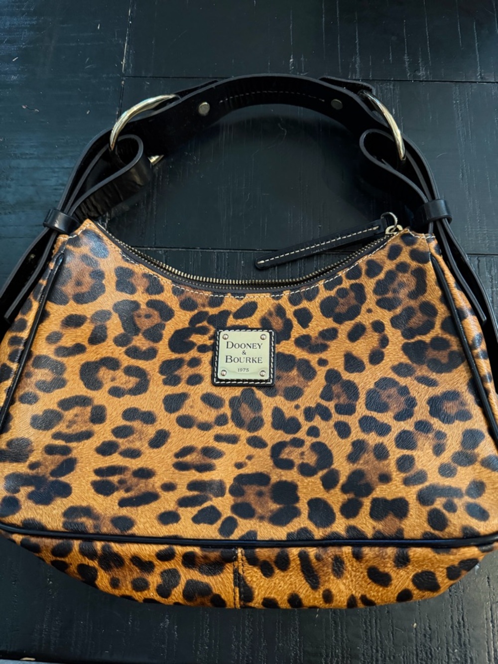 Dooney & Bourke Leopard-Print Hobo in Black and Brown